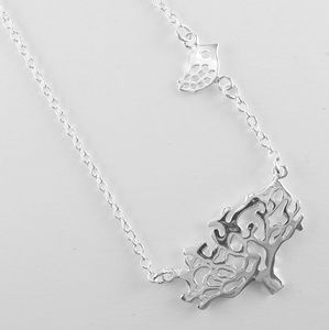 Bird and Tree Silver Chain Necklace